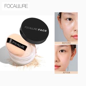 Gezichtspoeder FOCALLURE 9 kleuren Oil Control Minerale losse make-up Finishing Skin Foundation met bladerdeeg 230725