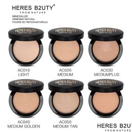 Gezichtspoeder hiert b2uty mineraliseer skinfinish make -up foundation met spiegel en puff natuurlijke longlasting oliecontrole persdruppel deliv dhv69