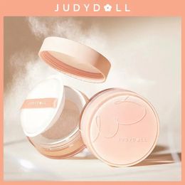 Poudre pour le visage Judydoll Poudre libre Maquillage Contrôle de l'huile Poudre de finition transparente Réglage cosmétique imperméable pour le visage avec bouffée 231218