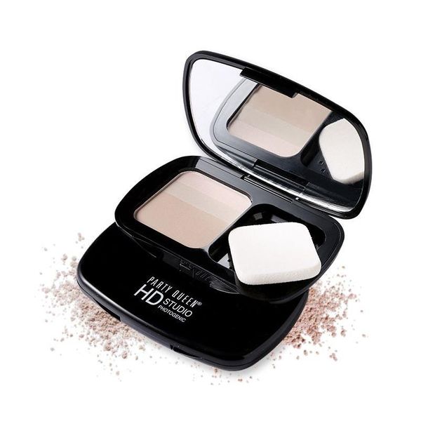 Poudre pour le visage Party Queen Hd Studio Pogenic Poudre de finition tricolore pressée Douceur légère Illuminer le contour du visage Make Dhf2U