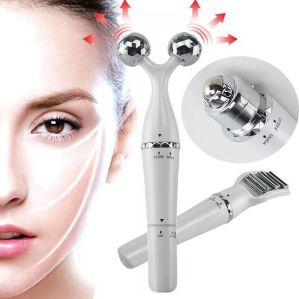 Face Pull Lift Massager Rouleau plus mince Peau serrée et ferme Instrument cosmétique Métal Micro-ondes Masseur facial Conception de rouleau 3D