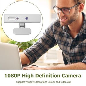 Reconnaissance du visage Full HD 1080p webcam 360 Rotation de 5MP 120 grand angle pour ordinateur portable de bureau Prise en charge du système Windows 10/11