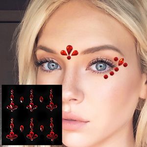 Gezicht Rode Waterdruppel Gems Tijdelijke Tattoos Eye Wenkbrauw Strass Tranen Juwelen Make Sticker Glanzende Stippen Sieraden Nail Art Party