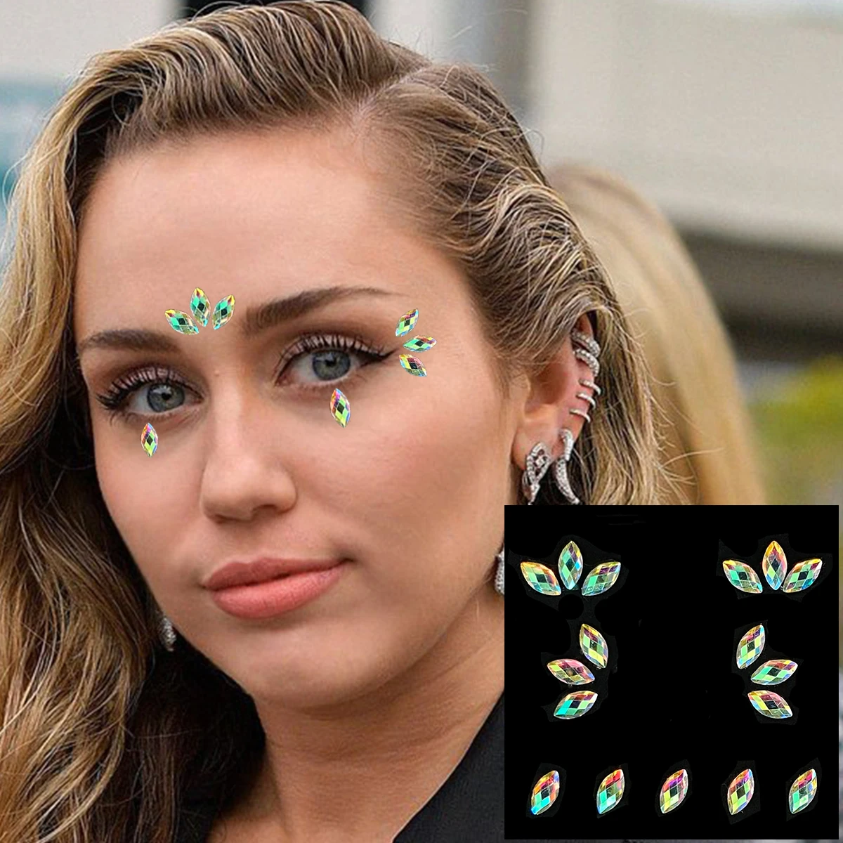 Face Red Water Drop Gems Temporary Tattoos Eye Eyebrow Rhinestones Tears Jewels Makeup Sticker Shiny Dots Jewelry Nail Art Party