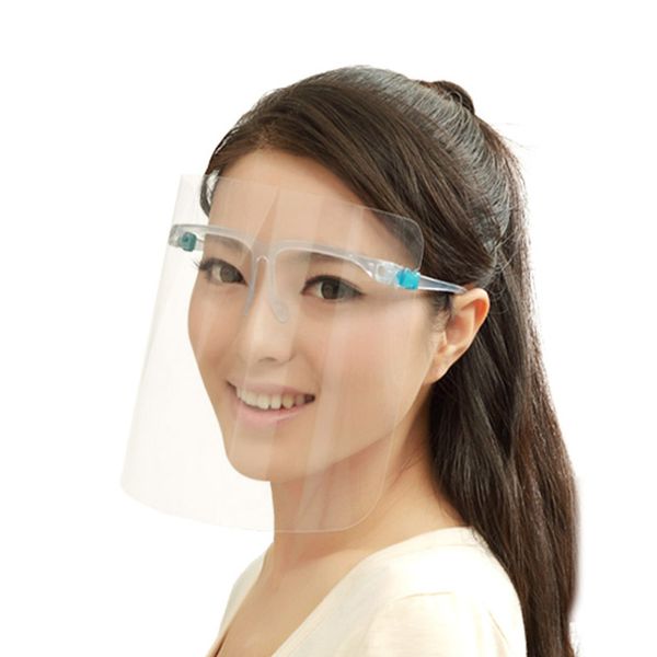 Bouclier de visage avec cadre de lunettes masques d'isolement anti-bagus de 360 ​​degrés Protection anti-éclaboussures anti-huiles réutilisables