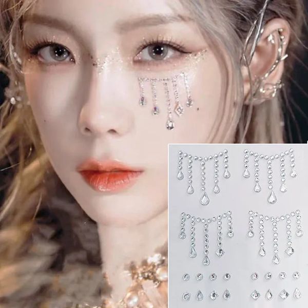 Face Tattoo Stickers de fard à paupières Nail 3D Pearl Jewels Diamond Decoration Self Adhesive Brow Makeup Diy Beauty 240418