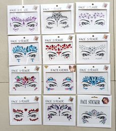 Gezicht Tattoo Stickers Glitter Fake Tattoos Steentjes voor Vrouw Tijdelijke Tattoos Party DIY Kids Vakantie Gezicht Juwelen Tattoo