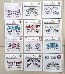 Gezicht Tattoo Stickers Glitter Fake Tattoos Steentjes voor Vrouw Tijdelijke Tattoos Party DIY Kids Vakantie Gezicht Juwelen Tattoo