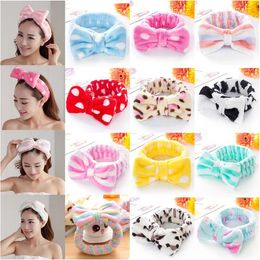 Lavage du visage Headwrap Turban Cosmétique Bandeau Femmes Polaire En Peluche Arc Maquillage Bande De Cheveux Coral Velvet Sport Douche Head Band Accessoires De Mode B7715-2