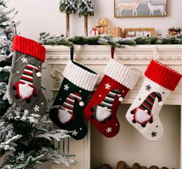 Poupée sans visage Bas à tricoter Grand Noël tricoté sans visage Santa Gnome Chaussettes Bonbons Cadeau Sac Décoration RRE14641