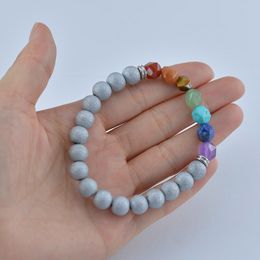 Bracelet de perles en pierre naturelle à facettes, brin de Yoga, 7 chakras, œil de tigre, Agate rouge, améthyste, perles de cristal d'énergie, bijoux à la mode