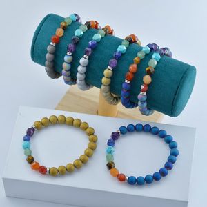 Gefacetteerde stenen yoga 7 chakra kralen armband streng edelsteen tijger eye rode agaat amethist energie kristal kralen armbanden mode sieraden