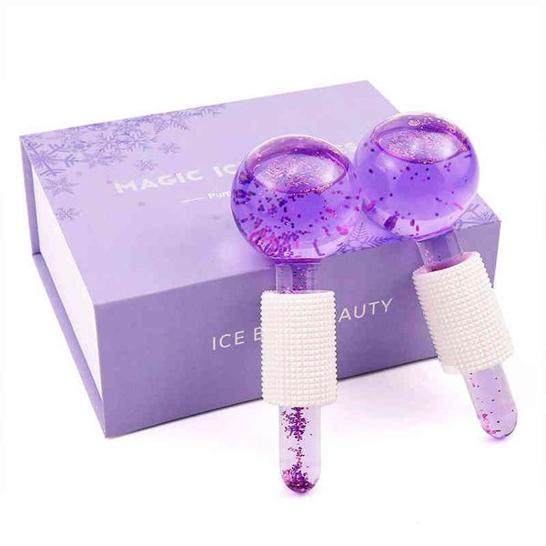 Facial Ice Globe 2PC Roller für kalte oder heiße Haut Massagegeräte für Gesichts- und Augenroller Reduzieren Schwellungen Schönheitssalon Verwendung220429