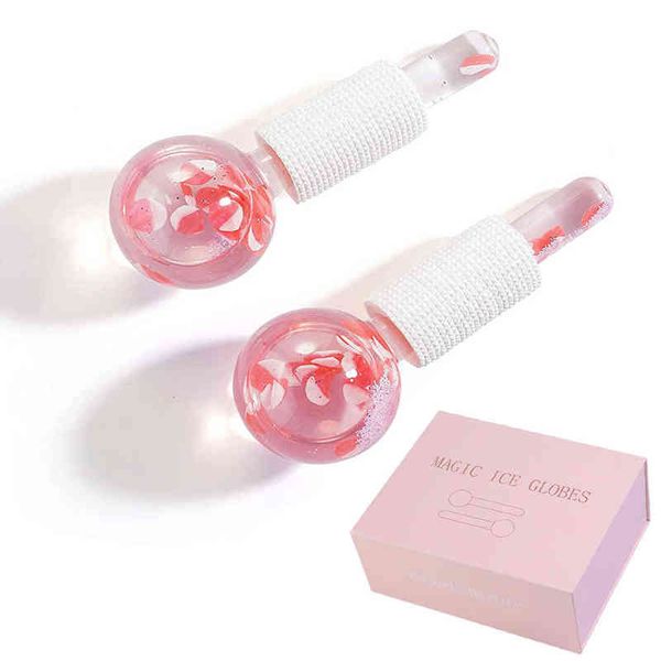 Rodillo criogénico de globos de hielo facial para masaje en frío y caliente, masajeador antienvejecimiento, belleza, Spa, cuidado de la piel, herramientas 220429