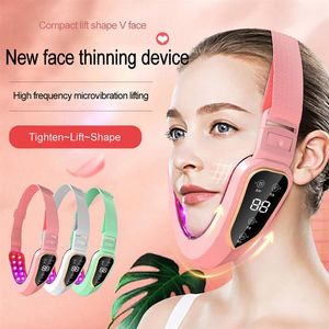 Dispositivo de elevación facial LED Pon Therapy Masajeador de vibración adelgazante facial Doble mentón Levantamiento de mejillas en forma de V Face249K