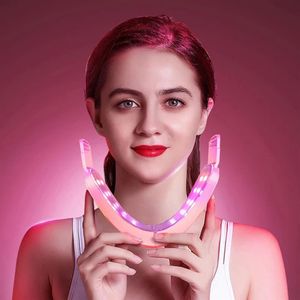 Dispositivo de elevación facial Terapia LED Pon Masajeador de vibración adelgazante facial Doble mentón en forma de V Levantamiento de mejillas Cara new326R