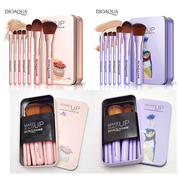 Juego de brochas de maquillaje facial BIOAQUA 7pcs Eye Lip Face Blush Foundation Eyeshadow Make Up Brushes Herramientas cosméticas con caja