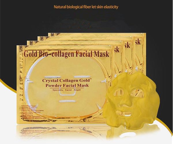 Masque Facial Gold Bio - Boue de collagène Masques en feuille de cristal doré Poudre de cristal hydratant Soins de la peau Beauté plus lisse