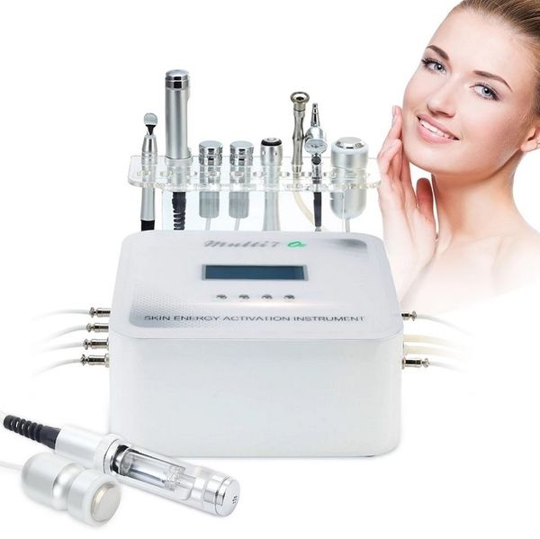 Dispositif de levage de microdermabrasion faciale 7 en 1, machine de lifting du visage à microcourant par électroporation rf à oxygène, spa galvanique