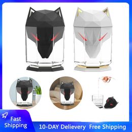 Facial Steamer 600ML Wolf Luchtbevochtiger USB Elektrische Aroma Essentiële Olie Diffuser Draagbare Cool Mist Sproeier Met LED Licht voor Thuiskantoor W0404