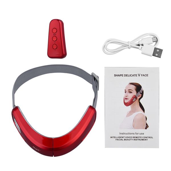 Facial V-Line Chin Up Lift Belt Face Lifting Red Blue Led Fotón Terapia Ems Cara Adelgazante Vibración Masajeador Cuidado de la cara