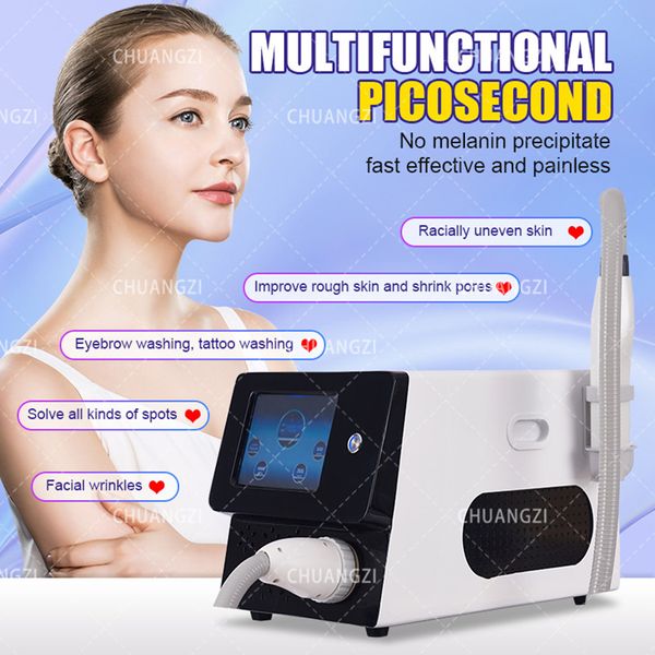 Portable picosecond Beauty Items Q Switched ND YAG Laser 532nm 755nm 1064nm 1320nm Black face doll Laser Tattoo Removal Machine avec 5 pointes