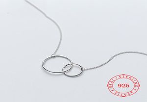 Factory 100 925 Sterling zilveren hanger ketting mode Minimalisme dubbele cirkelring fijne sieraden voor vrouwelijke ontwerpstijl3631263
