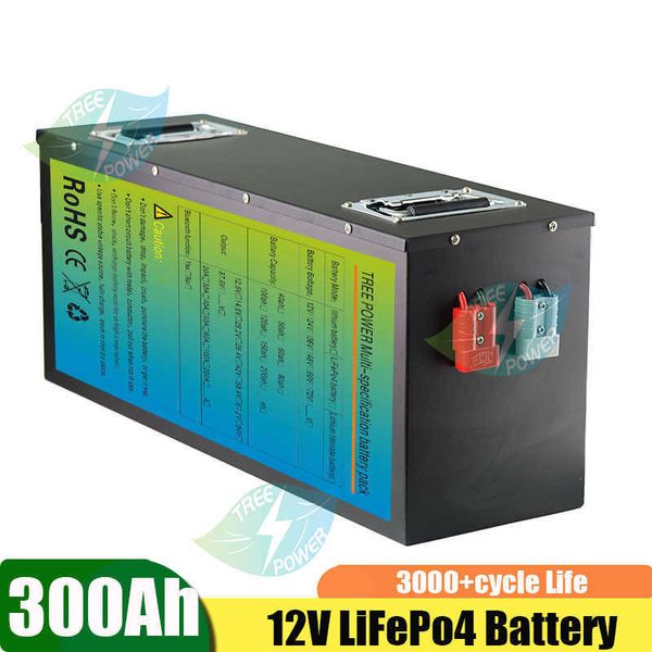 Batterie au Lithium Lifepo4 300Ah 12V, avec BMS, pour camping-car, yacht, marine, solaire, voiturette de golf, usine