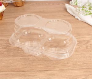 Contenedor de magdalenas de 2 compartimentos de fábrica - Caja de soporte para magdalenas profundas Caja de plástico transparente sin BPA apilable