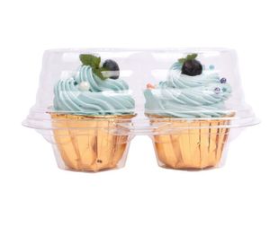 Récipient à cupcakes à 2 compartiments, boîte de support de cupcakes profonds, boîtier en plastique transparent sans BPA, empilable SN6276