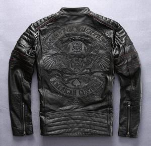 Factory 2018 New Men Retro Vintage en cuir veste de veste de crâne de crâne noir slim fit hommes Motorcycle d'hiver Motorcycle 4683631