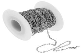 Usine 50mroll Tone argenté mince 18 mm Câble de chaîne ovale Rolo Chaîne Rolo Bijoux en acier inoxydable Terrouillage Chaîne de chaîne DIY pour NE2483809