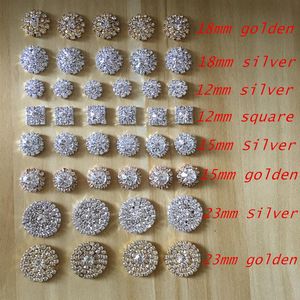 Usine 50pcs / lot Ton Argent Clair Cristal Strass DIY Embellissements Flatback Boutons Cheveux Accessoires Decoration294c