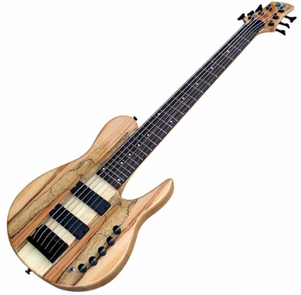 Guitare basse électrique ASH Neck-Thru-Body à 6 cordes d'usine avec lignes de carte Les matériels noirs peuvent être personnalisés selon les exigences