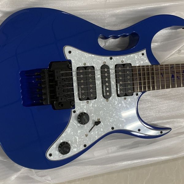 Guitarra eléctrica de 6 cuerdas de fábrica, metal azul, árbol de la vida, accesorios de marcado