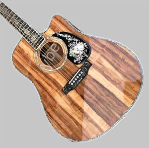 Factory Beste elektrische gitaar Custom Cut Body 40 Fearless Koa Wood Acoustic Guitar Hot