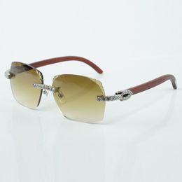 Fábrica más vendida estilo exquisito 3524018 micro corte XL lentes de diamante gafas de sol patas de madera originales naturales tamaño de gafas 18-135 mm