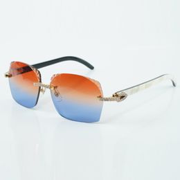 Fábrica más vendida estilo exquisito 3524018 gafas de sol con lentes de diamante clásicas de micro corte gafas de cuerno de búfalo mixtas negras naturales tamaño 18-140 mm