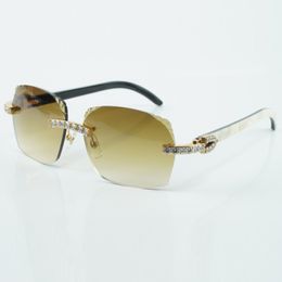 Fábrica más vendida estilo exquisito 3524018 gafas de sol con lentes de diamante XL micro corte negro natural gafas de cuerno de búfalo mixto tamaño 18-140 mm