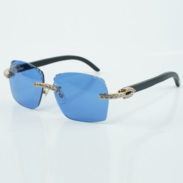 Usine best-seller style exquis 3524018 micro coupe XL lentille de diamant lunettes de soleil jambes en bois noir naturel lunettes taille 18-135 mm