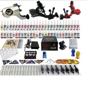 Factory Complete Tattoo Kit 3 Pro Rotary Machine Guns 54 Inks voedingsnaaldengrepen TK355880190