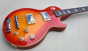Factory Custom 4-String Cherry Sunburst Gold Electric Bass-gitaar met Chrome Hardwares Rosewood Fletboard Aangepast