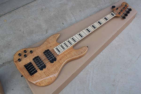 Guitare basse électrique à 5 cordes, corps en frêne, main gauche, avec touche en érable, matériel noir, offre personnalisée en usine