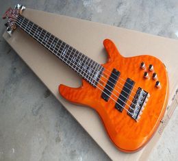 Factory Custom 6 Strings Orange Electric Bass met Chrome Hardwaresclouds Maple VenEercan worden aangepast 8284333