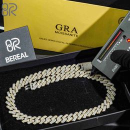 Bracelet de bijoux fins personnalisés en usine, 8mm, Test de diamant Vvs Moissanite, chaîne à maillons cubains en argent 925, 18mm, 20mm, 22mm