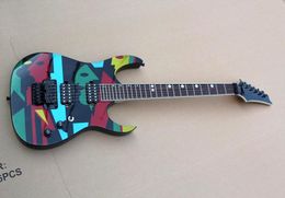Guitare électrique noire personnalisée en usine avec théâtre de rêve motifflored rose bridgeblack hardwarecan être personnalisé6350361