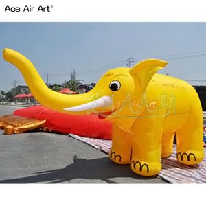 Mascotte soufflée d'air d'éléphant gonflable jaune de dessin animé géant d'animal de zoo d'explosion faite sur commande d'usine pour la publicité extérieure