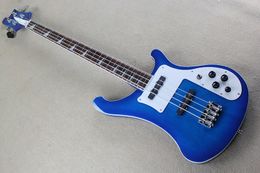 Factory Custom Blue Electric Bass Gitaar met 4 snaren, witte pickguard, palissander toets, chromen hardwares, aanbieding aangepast
