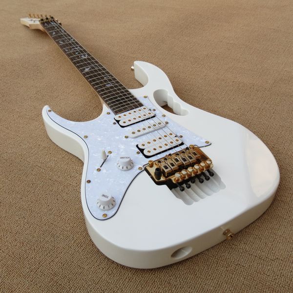 Personalizado de fábrica Custom JE White guitar Tree of Life incrustaciones y Monkey Grip hardware dorado soporte de guitarra eléctrica envío directo envío gratis