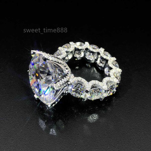 Usine Personnalisée Fine Réel S925 Argent 9k 10k 14k 18k Or Massif Halo Anneau Moissanite Lab Grown Diamant Bague De Mariage pour Hommes Femmes